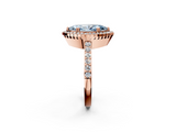 Rose gold Fancy Blue Marquise  Cut Halo Diamond Ring with Pave Band and Four-Prong Setting_26