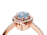Rose gold Fancy Blue Marquise  Cut Halo Diamond Ring with Pave Band and Four-Prong Setting_28
