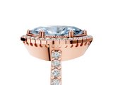 Rose gold Fancy Blue Marquise  Cut Halo Diamond Ring with Pave Band and Four-Prong Setting_29