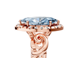 Rose gold Fancy Blue Marquise  Cut Halo Diamond Ring with Scrollwork Band and Four-Prong Setting_106