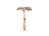 Rose gold Fancy Blue Marquise Cut Halo Diamond Ring with Solitaire Band and Prong Setting_2