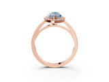 Rose gold Fancy Blue Marquise Cut Halo Diamond Ring with Solitaire Band and Prong Setting_3