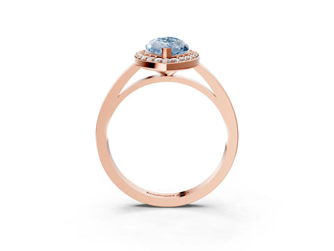 Rose gold Fancy Blue Marquise Cut Halo Diamond Ring with Solitaire Band and Prong Setting_3