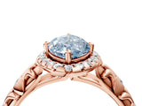 Rose gold Fancy Blue Marquise Cut Halo Diamond Solitaire with Filigree Band and Four-Prong Setting_4