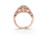 Rose gold Fancy Blue Marquise Cut Halo Diamond Split Shank Pave Ring_3