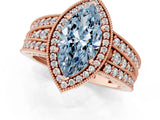 Rose gold Fancy Blue Marquise Cut Halo Diamond Split Shank Ring with Prong Setting_1
