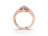 Rose gold Fancy Blue Marquise Cut Halo Diamond Split Shank Ring with Prong Setting_3