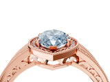 Rose gold Fancy Blue Marquise Cut Halo Diamond Split Shank Ring with Prong Setting_4
