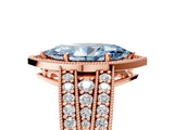 Rose gold Fancy Blue Marquise Cut Halo Diamond Split Shank Ring with Prong Setting_5