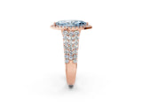 Rose gold Fancy Blue Marquise Cut Halo Pavé Diamond Engagement Ring with Split Shank and Four-Prong Setting_5