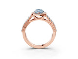 Rose gold Fancy Blue Marquise Cut Halo Pavé Diamond Engagement Ring with Split Shank and Four-Prong Setting_6
