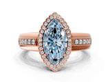 Rose gold Fancy Blue Marquise  Cut Halo Pave Band Four-Prong Ring_48