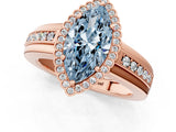 Rose gold Fancy Blue Marquise  Cut Halo Pave Band Four-Prong Ring_49