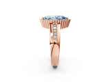 Rose gold Fancy Blue Marquise  Cut Halo Pave Band Four-Prong Ring_50