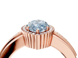 Rose gold Fancy Blue Marquise  Cut Halo Pave Band Four-Prong Ring_52