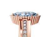 Rose gold Fancy Blue Marquise  Cut Halo Pave Band Four-Prong Ring_53