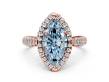Rose gold Fancy Blue Marquise  Cut Halo Pave Band Four-Prong Setting Ring_37
