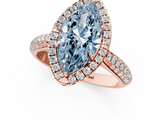 Rose gold Fancy Blue Marquise  Cut Halo Pave Band Four-Prong Setting Ring_38