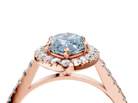 Rose gold Fancy Blue Marquise Cut Halo Pave Diamond Engagement Ring with Four-Prong Setting_4