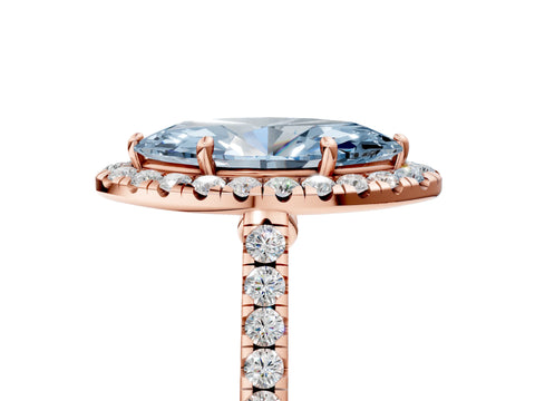 Rose gold Fancy Blue Marquise Cut Halo Pave Diamond Engagement Ring with Four-Prong Setting_5