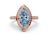Rose gold Fancy Blue Marquise  Cut Halo Pave Split Shank Prong Setting Ring_32