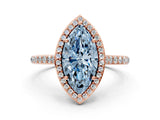 Rose gold Fancy Blue Marquise Cut Halo Round Diamond Pavé Band with Four-Prong Setting_3