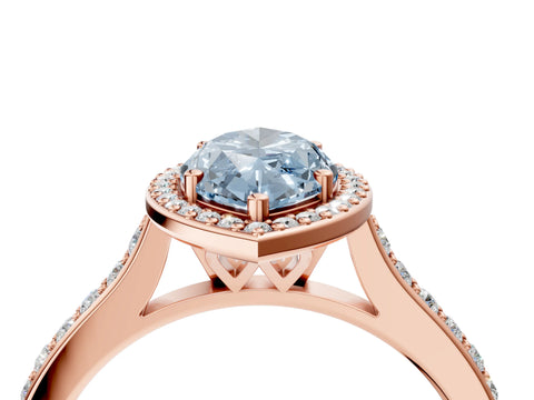 Rose gold Fancy Blue Marquise Cut Halo Round Diamond Pavé Band with Four-Prong Setting_7