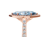 Rose gold Fancy Blue Marquise Cut Halo Round Diamond Pavé Band with Four-Prong Setting_8