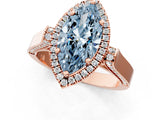 Rose gold Fancy Blue Marquise Cut Halo Round Diamond Twist Band with Four-Prong Setting_1