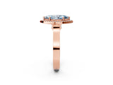 Rose gold Fancy Blue Marquise Cut Halo Round Diamond Twist Band with Four-Prong Setting_2