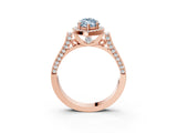 Rose gold Fancy Blue Marquise Cut Halo Round Diamond Twist Band with Four-Prong Setting_3