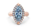 Rose gold Fancy Blue Marquise  Cut Halo Solitaire Engagement Ring with Square Band and Four-Prong Setting_66