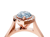 Rose gold Fancy Blue Marquise  Cut Halo Solitaire Engagement Ring with Square Band and Four-Prong Setting_70