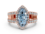 Rose gold Fancy Blue Marquise  Cut Halo Split Shank Diamond Ring with Four-Prong Setting_45
