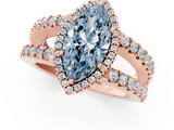 Rose gold Fancy Blue Marquise  Cut Halo Split Shank Diamond Ring with Four-Prong Setting_46