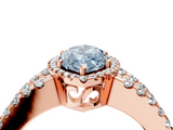 Rose gold Fancy Blue Marquise  Cut Halo Split Shank Diamond Ring with Four-Prong Setting_49