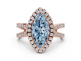 Rose gold Fancy Blue Marquise  Cut Halo Split Shank Pave Set Ring_61
