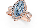 Rose gold Fancy Blue Marquise  Cut Halo Split Shank Pave Set Ring_62