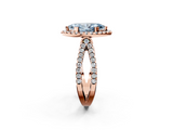 Rose gold Fancy Blue Marquise  Cut Halo Split Shank Pave Set Ring_63