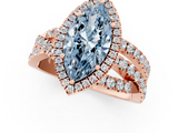Rose gold Fancy Blue Marquise  Cut Halo Split Shank Prong Setting Ring_62