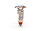 Rose gold Fancy Blue Marquise  Cut Halo Split Shank Prong Setting Ring_63