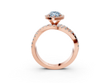 Rose gold Fancy Blue Marquise  Cut Halo Split Shank Prong Setting Ring_64