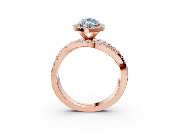 Rose gold Fancy Blue Marquise  Cut Halo Split Shank Prong Setting Ring