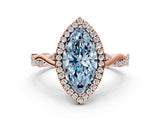 Rose gold Fancy Blue Marquise Cut Halo Twist Band with Four-Prong Setting_12