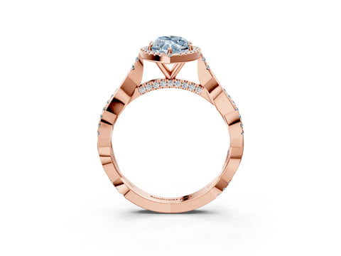 Rose gold Fancy Blue Marquise Cut Halo Twist Band with Four-Prong Setting_3