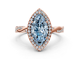 Rose gold Fancy Blue Marquise  Cut Halo Twisted Band Four-Prong Ring_20