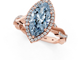 Rose gold Fancy Blue Marquise  Cut Halo Twisted Band Four-Prong Ring_21