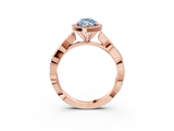 Rose gold Fancy Blue Marquise  Cut Halo Twisted Band Four-Prong Ring_23