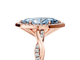 Rose gold Fancy Blue Marquise  Cut Halo Twisted Band Four-Prong Ring_25
