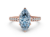 Rose gold Fancy Blue Marquise  Cut Pavé Band Solitaire Ring with Four-Prong Setting_56